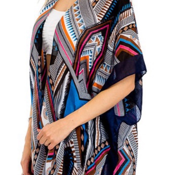 S-XXL🌵Aria Geo Pop Color Tribal Kimono New - Picture 3 of 7